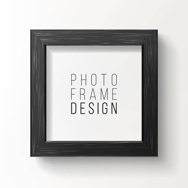 Realistic Photo Frame Vector. On White Wall From The Front With Soft Shadow. Good For Your presentations. - Vector, Image