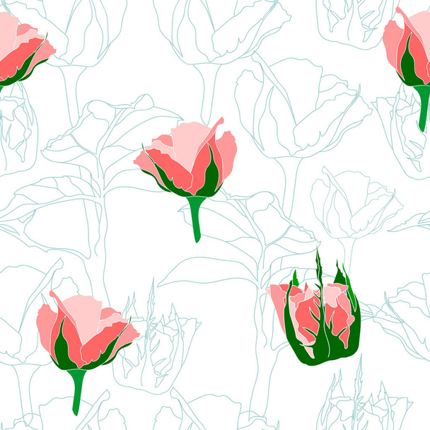 Floral seamless pattern. Vector background with flowers. Hand drawn artwork for textiles, fabrics, souvenirs, packaging and greeting cards. - Vector, Image