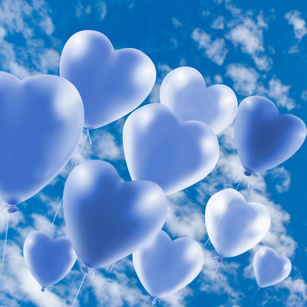 Image of beautiful colorful balloons on sky background. - Zdjęcie, obraz