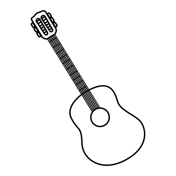 sketch contour acoustic guitar icon - Vector, Image