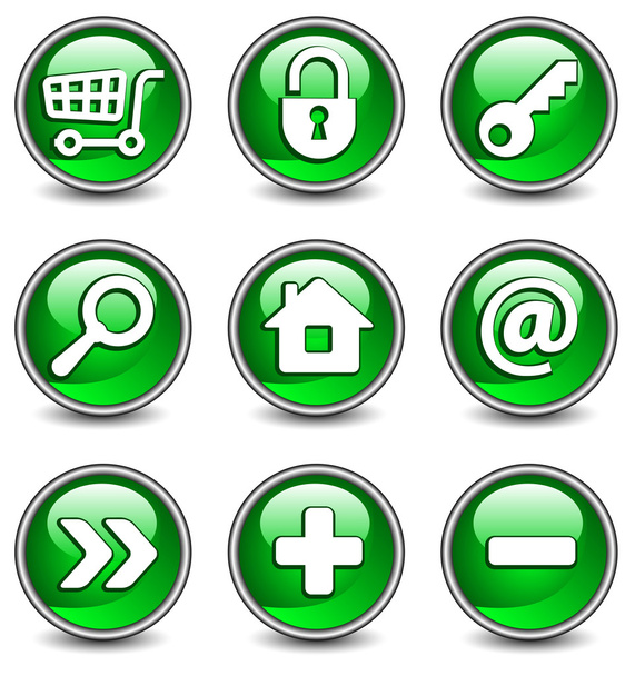 Icons in green - Vektör, Görsel