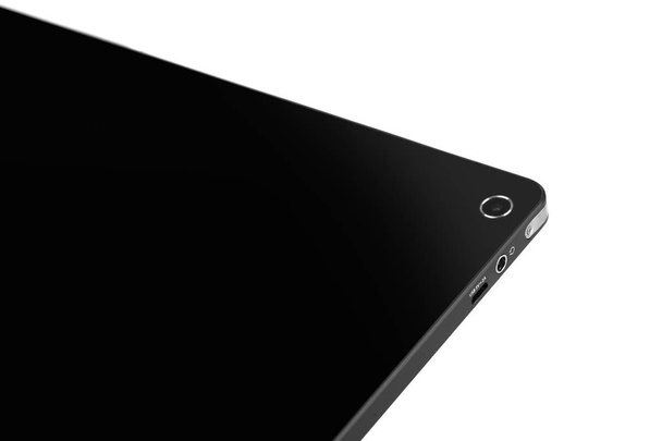Tablet negro diseño espalda recto primer plano puerto de la cámara
 - Foto, imagen