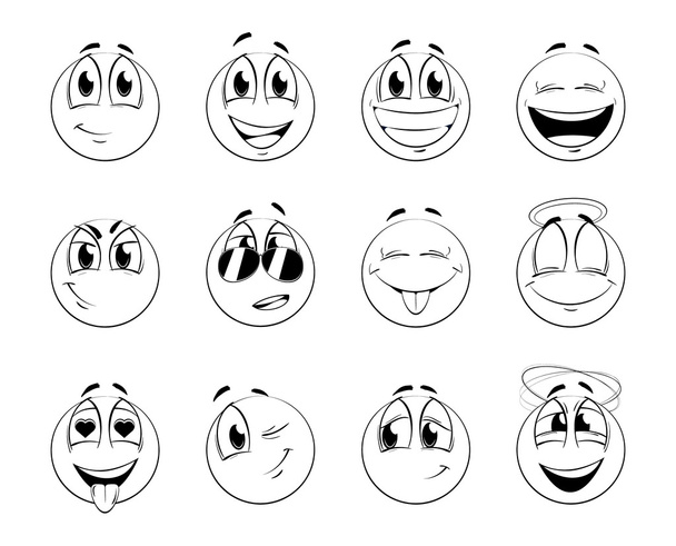 aantal positieve glimlach-ballen - Vector, afbeelding