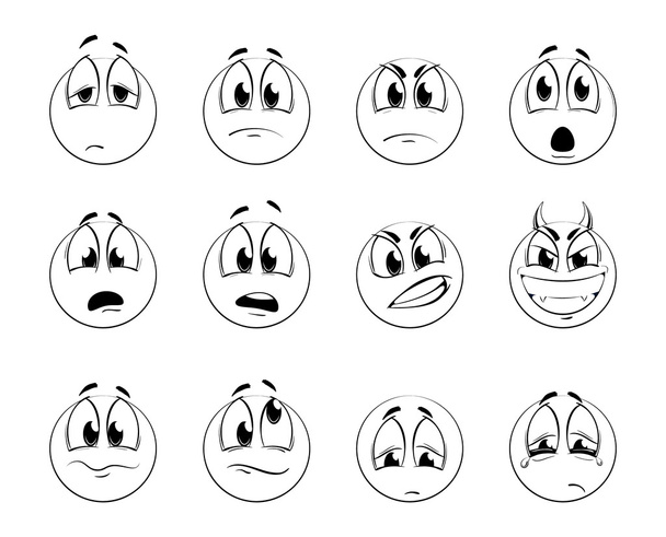 Conjunto de bolas de sonrisas negativas
 - Vector, imagen
