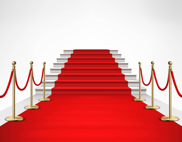 Red Carpet White Stairs Realistic Illustration - Vector, Image