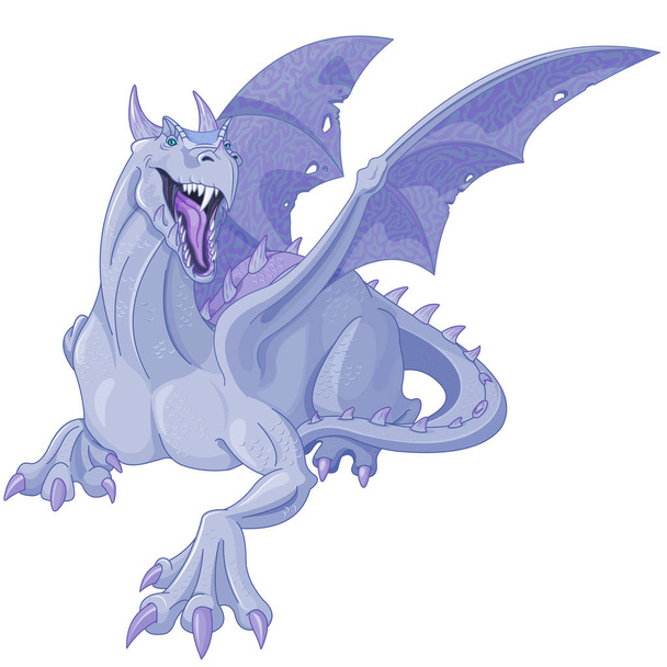 cartoon blue dragon - Wektor, obraz
