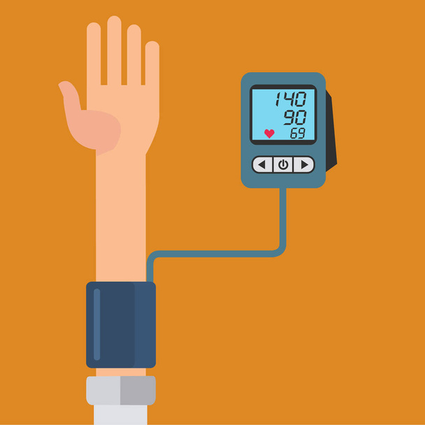 Digital device for measuring blood pressure, sphygmomanometer, high blood pressure vector concept - Vector, Image
