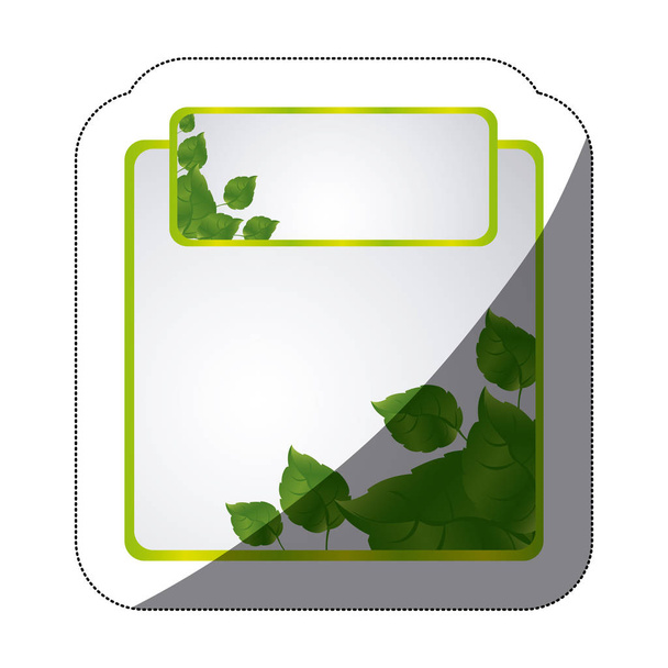 sticker with set of frames realistic green leaves with middle shadow - Вектор,изображение