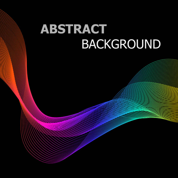 Fond abstrait avec vague de ligne colorée sur noir
 - Vecteur, image