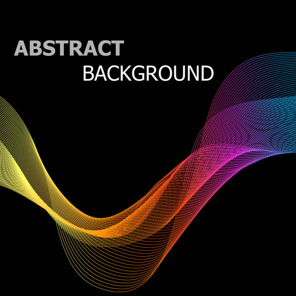 Abstract πολύχρωμο γραμμή του κύματος σε μαύρο φόντο - Διάνυσμα, εικόνα