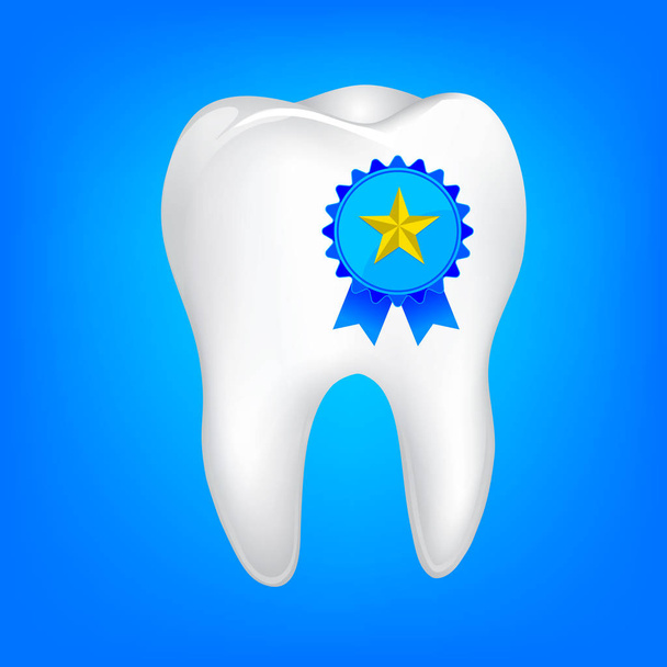 Certificat de dent avec icône signe étoile
.  - Vecteur, image