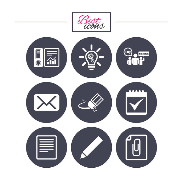 Office, documents and business icons. - Vector, Imagen