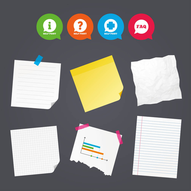  Sticky colorful notes and icons set - Vector, afbeelding