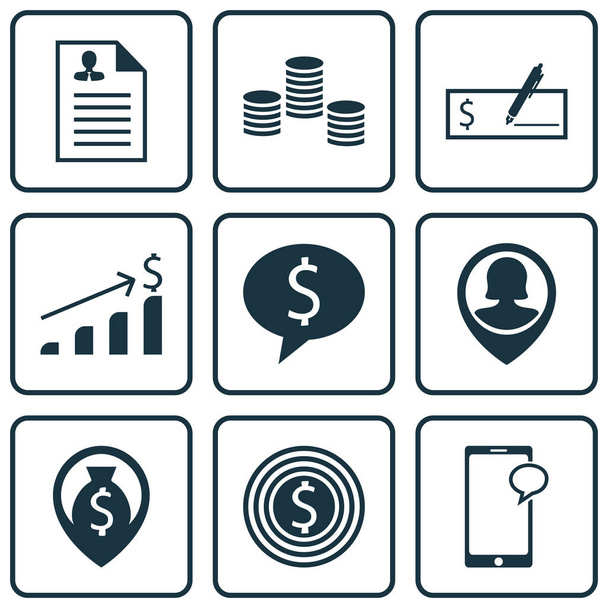 Set Of 9 Management Icons. Includes Business Deal, Messaging, Money And Other Symbols. Beautiful Design Elements. - Vektor, kép