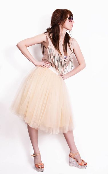 チュール スカートのファッションの女の子 - 写真・画像