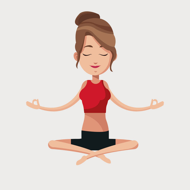 kadın yoga lotus meditasyon - Vektör, Görsel