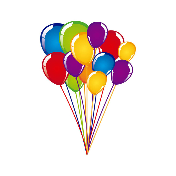 bílé pozadí s barevnými balónky - Vektor, obrázek