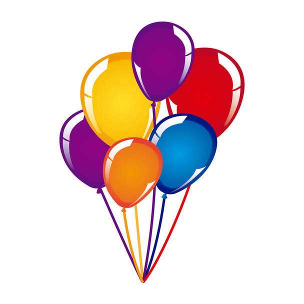 white background with colorful balloons close up - ベクター画像