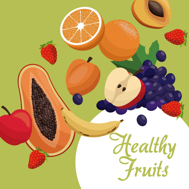 healthy fruits fresh food - Vector, Image