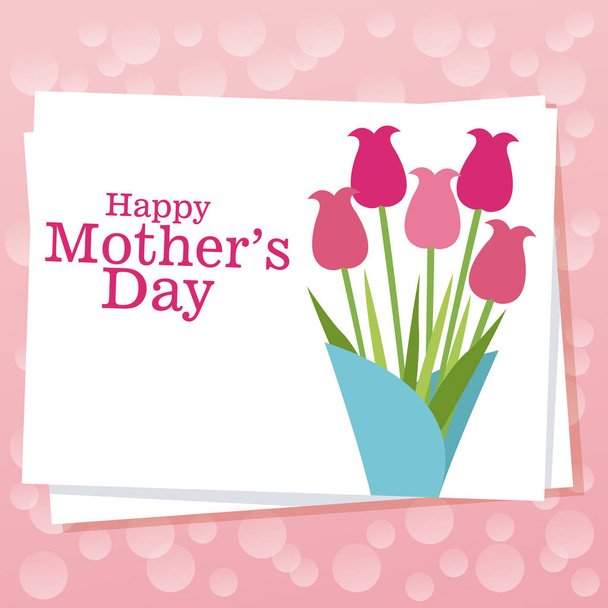 biglietto di giorno di madri felici con fiori di mazzo
 - Vettoriali, immagini