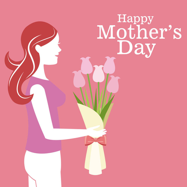 幸せな母の日の母のブーケの花 - ベクター画像