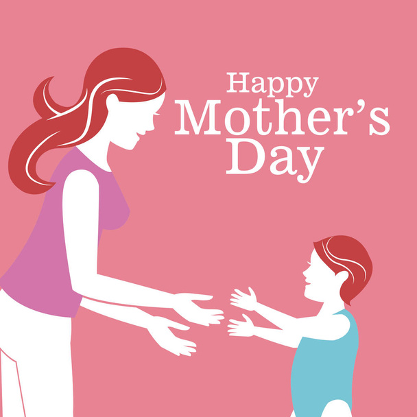 happy mothers day-woman with baby - Vector, imagen