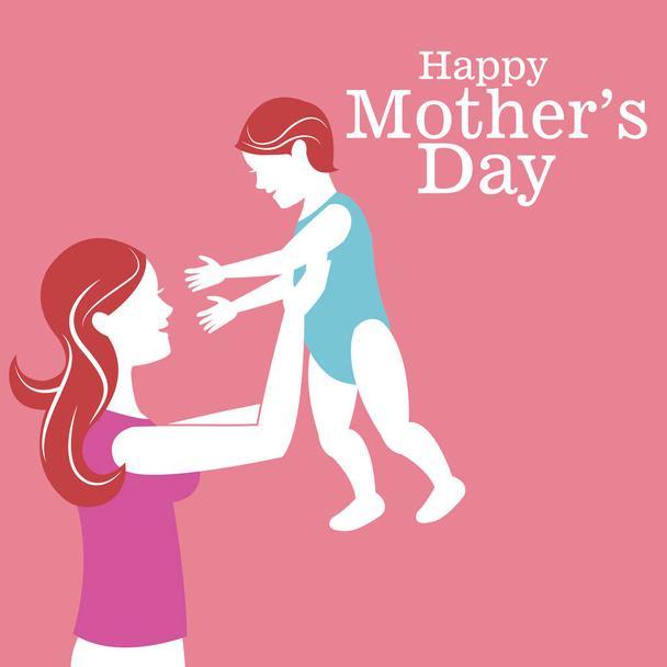 happy mothers day mom carrying baby - ベクター画像