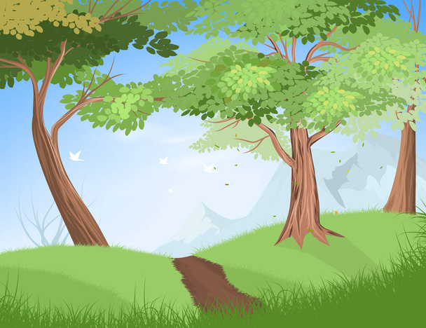 Nature and trees scene vector - Vector, Image