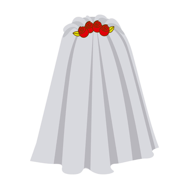 silhueta colorida traje véu noiva com rosas
 - Vetor, Imagem