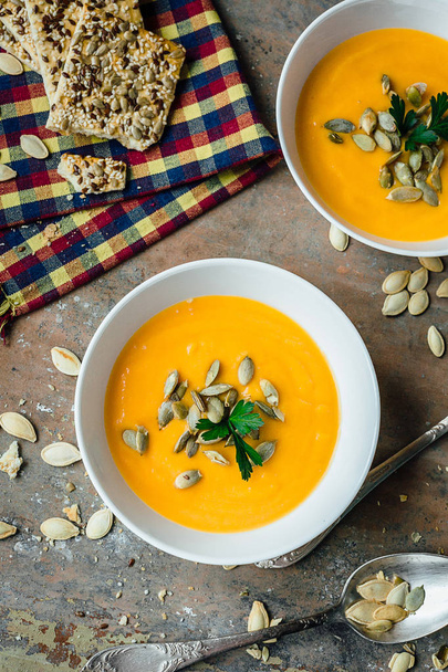 Pumpkin  soup with cream and parsley - Fotografie, Obrázek