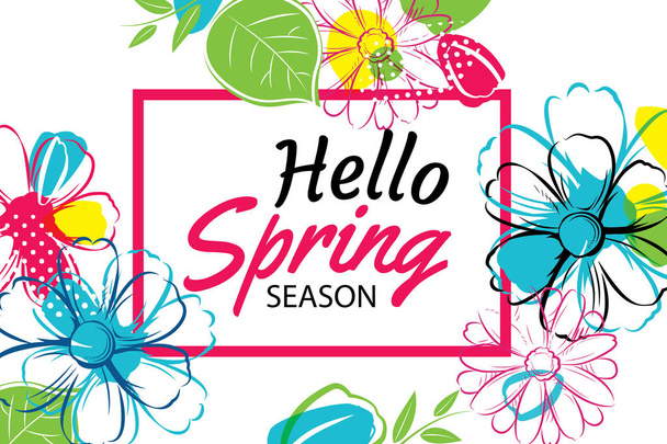 Spring season banner template background with colorful flower.Ca - Vector, Image