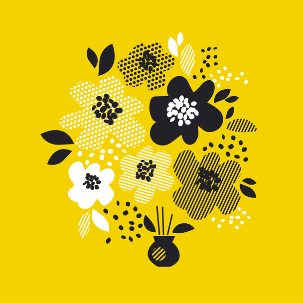 nykyaikainen kevät kukka muotoilu keltainen abstrakteja kukkia. moderni geometria vektori kuva
.  - Vektori, kuva