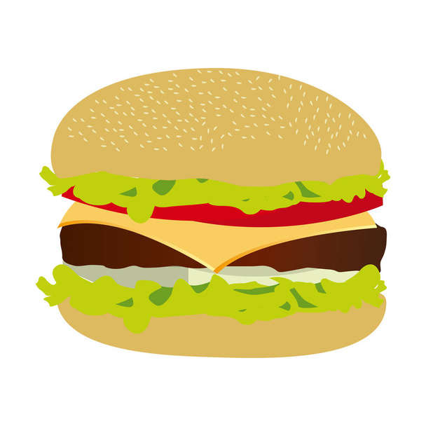 colorful silhouette with big burger - Vector, Image