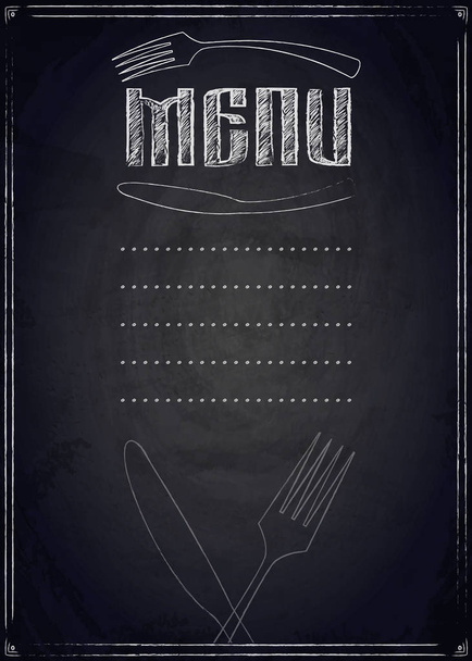 Menu of restaurant on black chalkboard background - Vector, Image