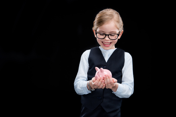 Girl with piggy bank - Photo, Image