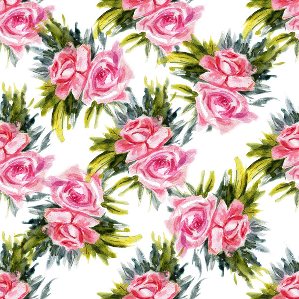 Watercolor roses pattern - Photo, image