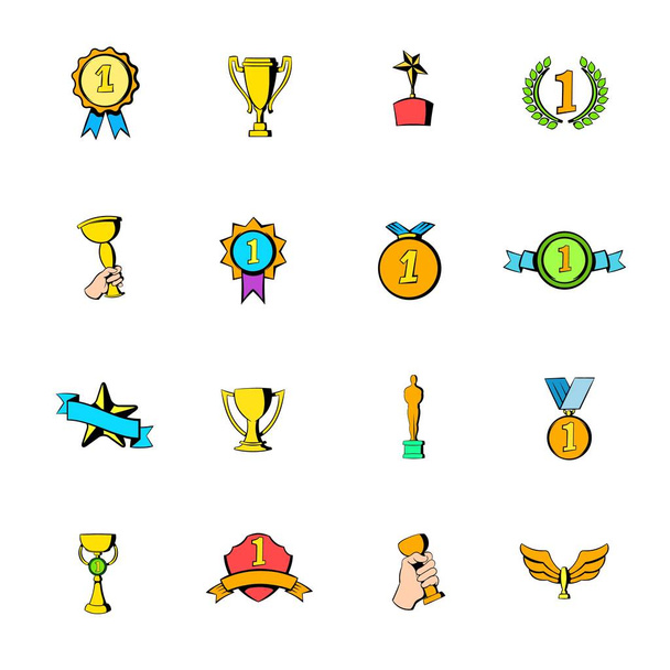 Award icons set cartoon - Vector, Image
