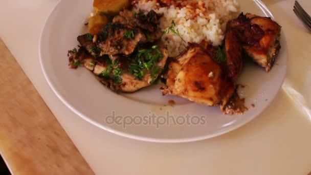 Rice with meat vegetables National Asian and Arabic cuisine - Footage, Video