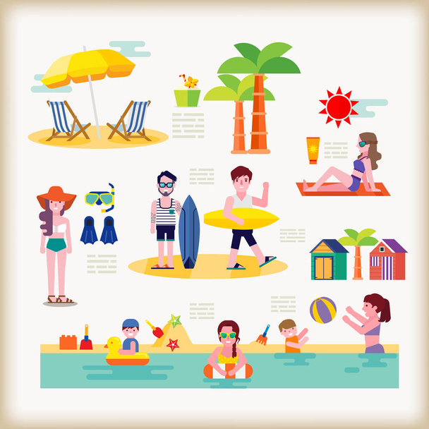 people on the beach - Vector, Image