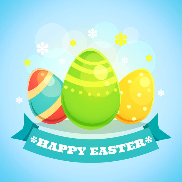 Happy Easter Card with Eggs - Vektor, obrázek