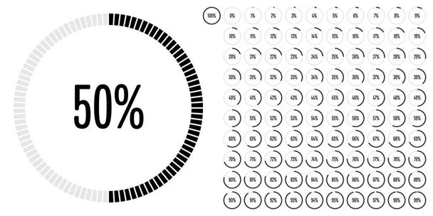 Serie di diagrammi percentuali circolari da 0 a 100
 - Vettoriali, immagini