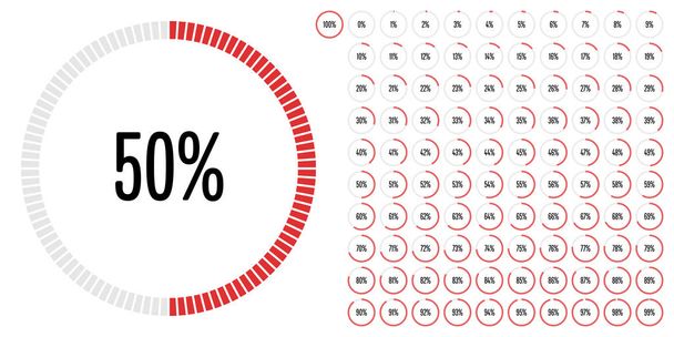 Set of circle percentage diagrams from 0 to 100 - Vector, Image