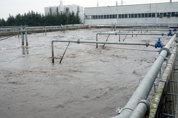 Industrial sewage treatment plant tanks - Photo, Image
