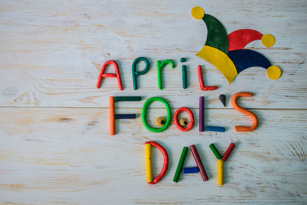 April Fools Day text made with plasticine - Photo, image
