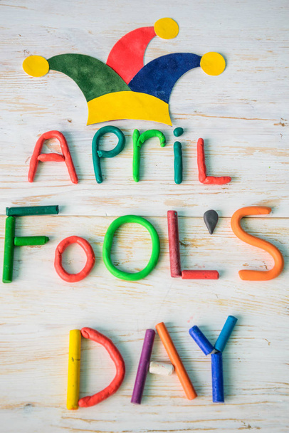 Kwietnia Fools Day tekst z plasteliny - Zdjęcie, obraz