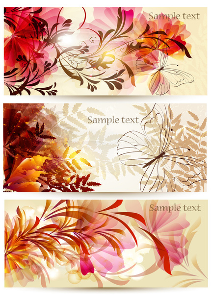 Flower backgrounds vector set - Vector, Imagen