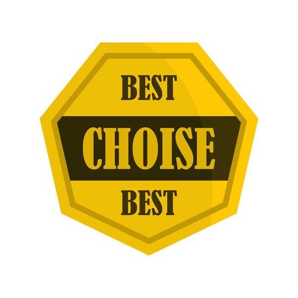 Golden best choise label icon, flat style - Vetor, Imagem