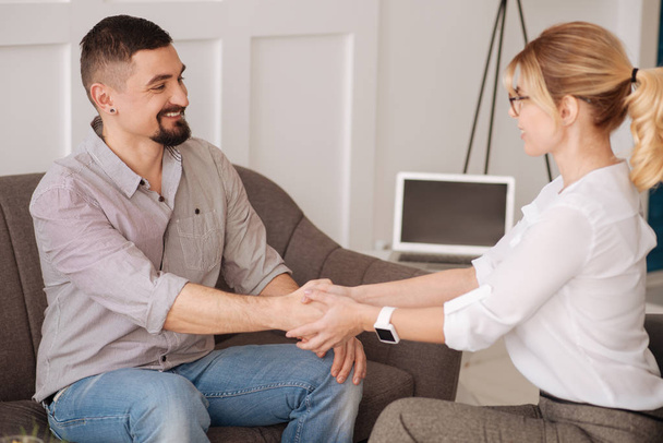 man shaking hands with psychologist - Photo, Image