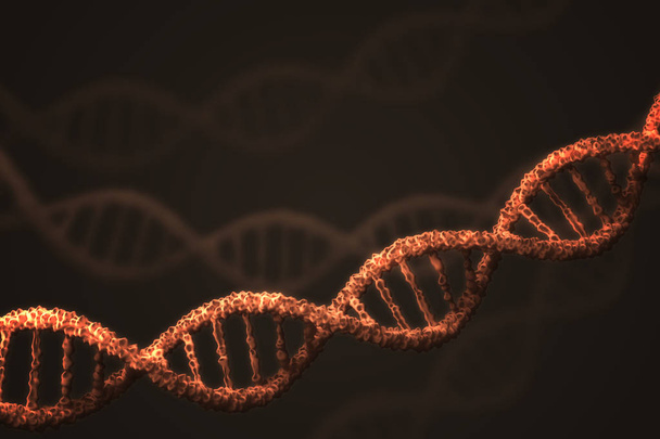Двойная спираль ДНК на черном фоне. 3D-рендеринг
. - Фото, изображение