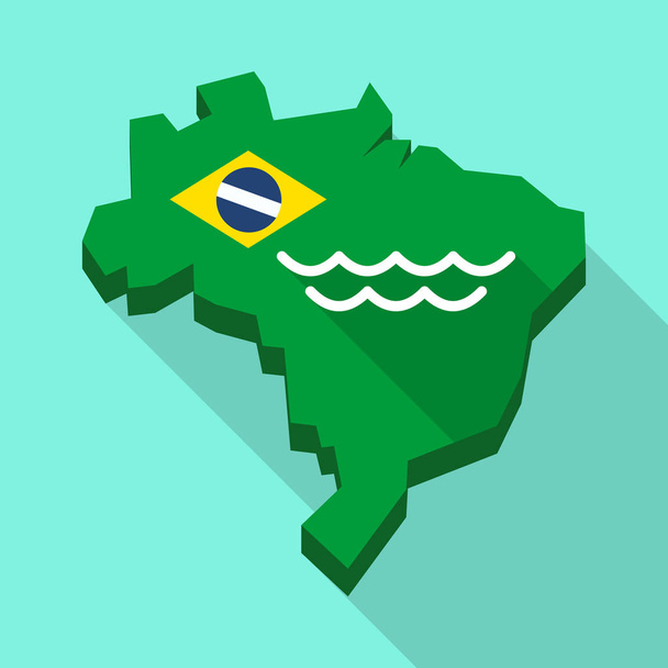 Largo mapa de sombras de Brasil con una señal de agua
 - Vector, Imagen